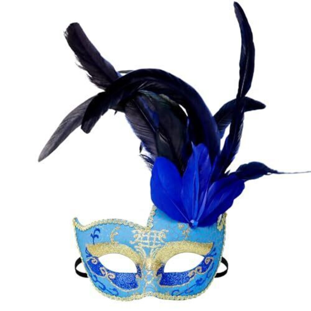 6490 Feather Masquerade Mask Venetian Costume Party Mask Halloween Mardi